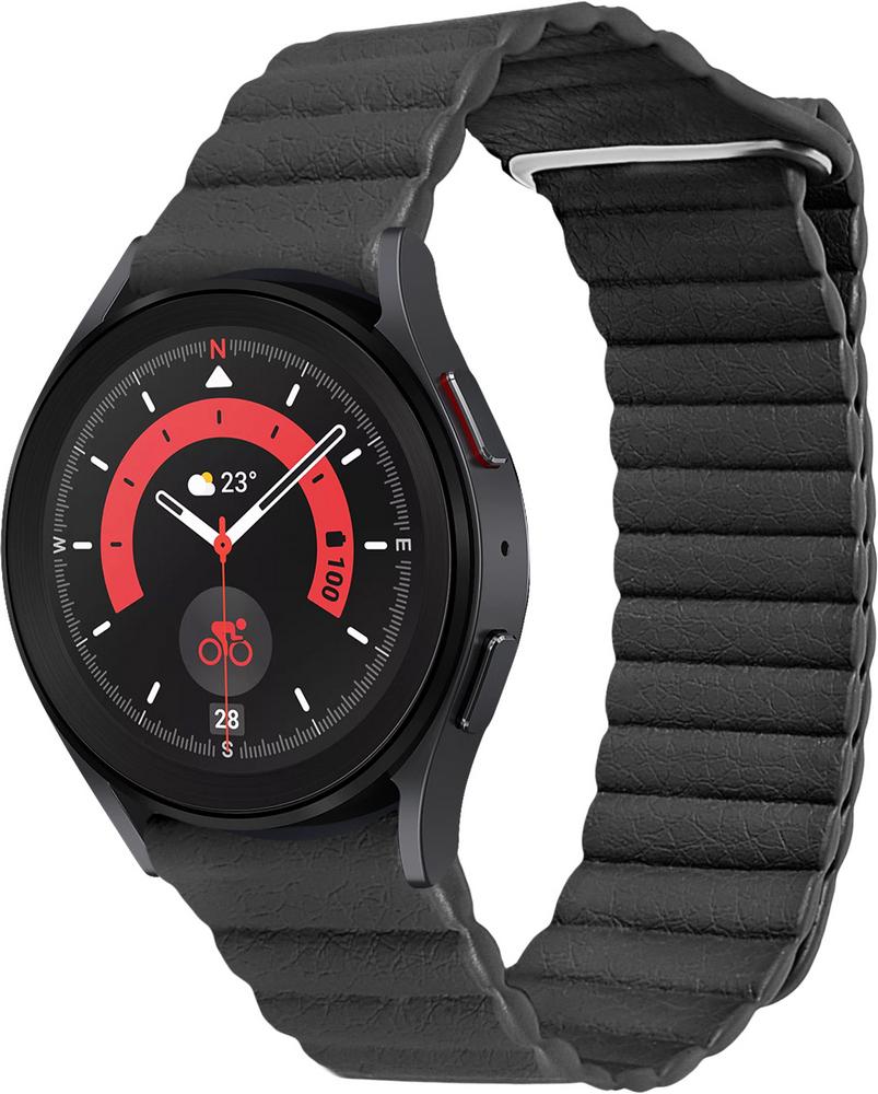 Ремешок кожаный Genis для Galaxy Watch 5 Pro Black (29200-2B)