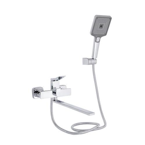 Смеситель для ванны Q-tap Presto с длинным поворотным изливом и душевой гарнитурой Chrome (QTVPRE2601CRM45573)