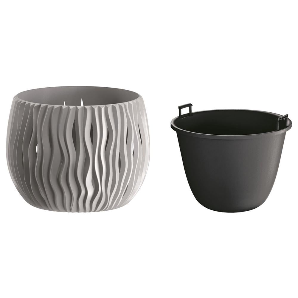 Горшок для цветов круглый Prosperplast Sandy Bowl с вкладышем 18х14 см Серый (22981-405)