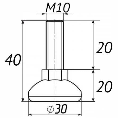 Опора регульована Steelfix М10х40 D30мм 40 шт. Чорний (246272) - фото 2