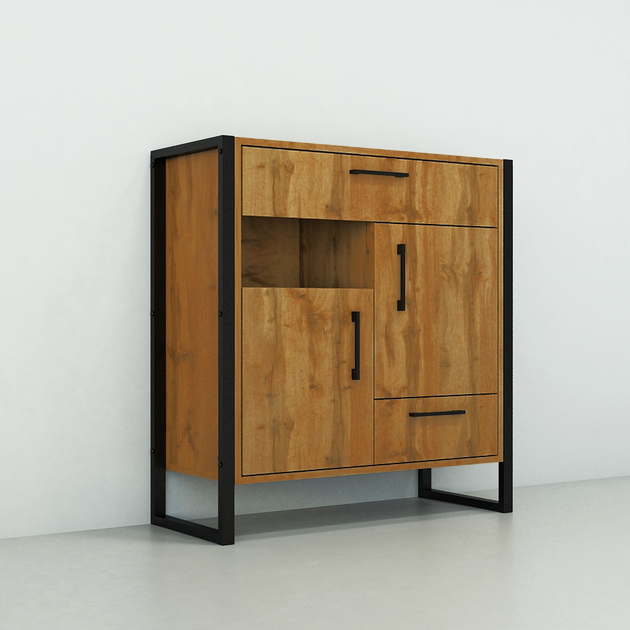 Тумба для прихожей Tobi Sho Формикс ЛТ-12 в стиле Лофт с ящиками и дверцами 860х350х900 мм Файервуд