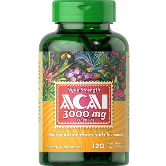 Антиоксидант Puritan's Pride Triple Strength Acai 3000 мг 120 Softgels