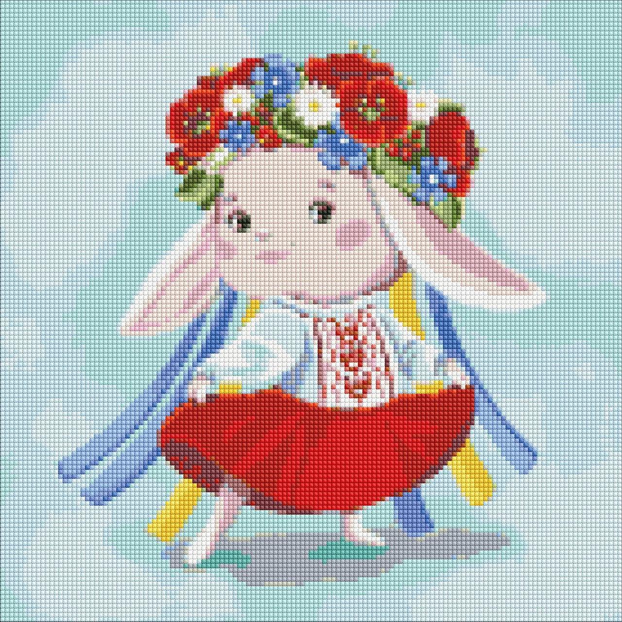Алмазна мозаїка Зайка-україночка 40x40 см (AMO7581)