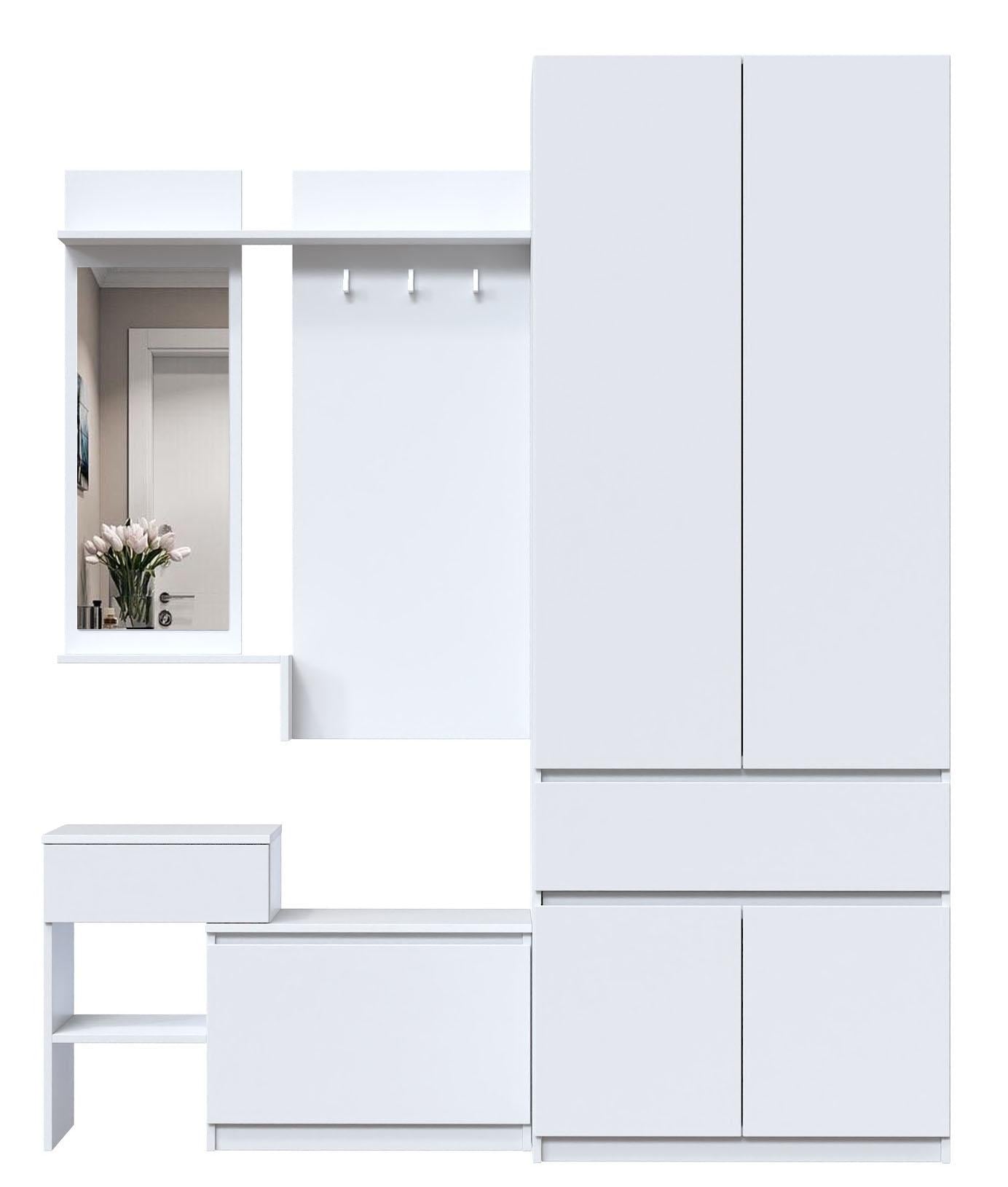 Прихожая с вешалкой Мастер Форм Брайт правосторонняя 1700х520х2000 мм Белый (30370) Прихожая с вешалкой Мастер Форм Брайт правосторонняя 1700х520х2000 мм Белый (30370)