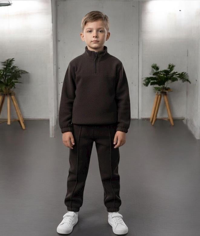 Костюм детский теплый флисовый 134 см Коричневый (1123)
