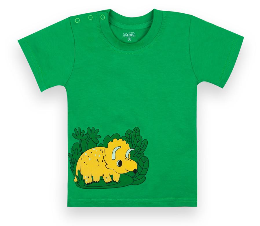 Футболка детская хлопковая для мальчика Gabbi FT-21-4-3 Диноленд 86 см Зеленый (12610)