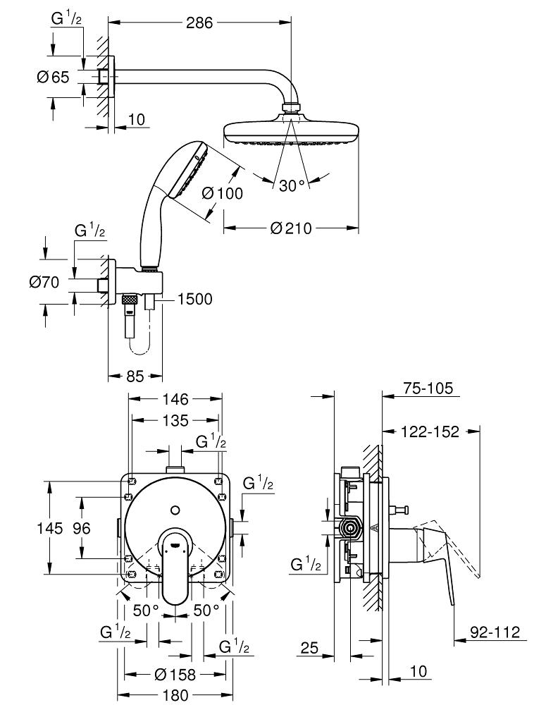 Душевая система Grohe Eurosmart Cosmopolitan (25219001) - фото 2