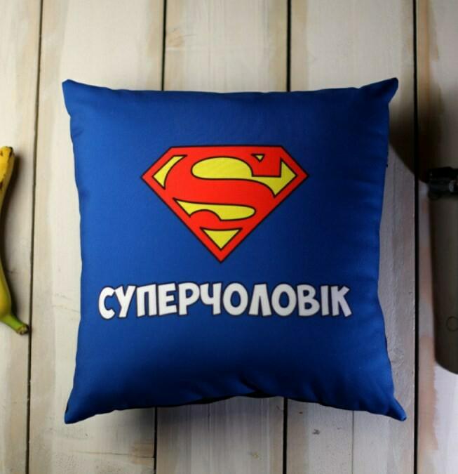 Подушка з принтом Суперчоловік 40х40 см (sp7-810056435)
