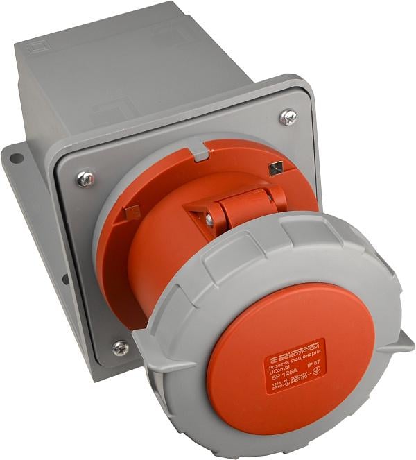 Силова розетка АСКО-УКРЕМ UCombi 3P+N+PE 125А 415 В стаціонарна IP67 поліамід Червоний (A0080010157)