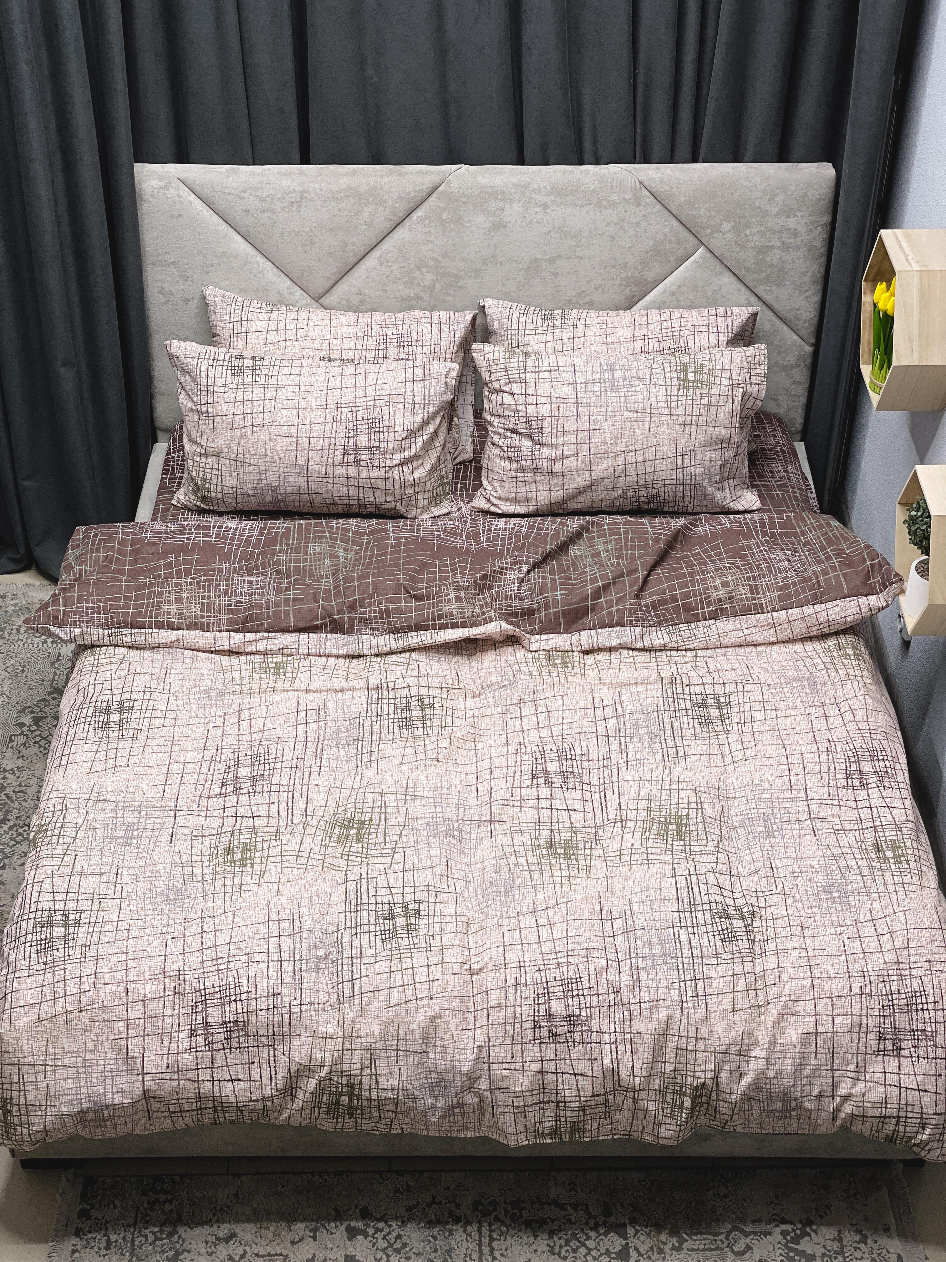 Комплект постельного белья Ego-textile 7867G безевая абстракция Коричневый (195741462)