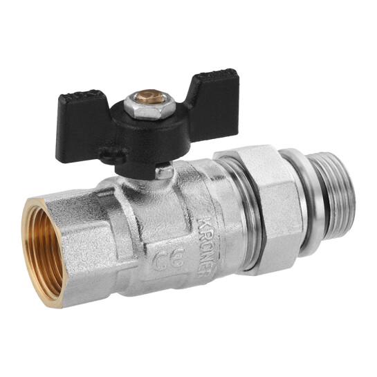 Кран-американка кульовий Kroner 3/4" ВЗ PN40 латунь прямий (SVR-CV033221) - фото 2 Кран-американка кульовий Kroner 3/4" ВЗ PN40 латунь прямий (SVR-CV033221) - фото 2