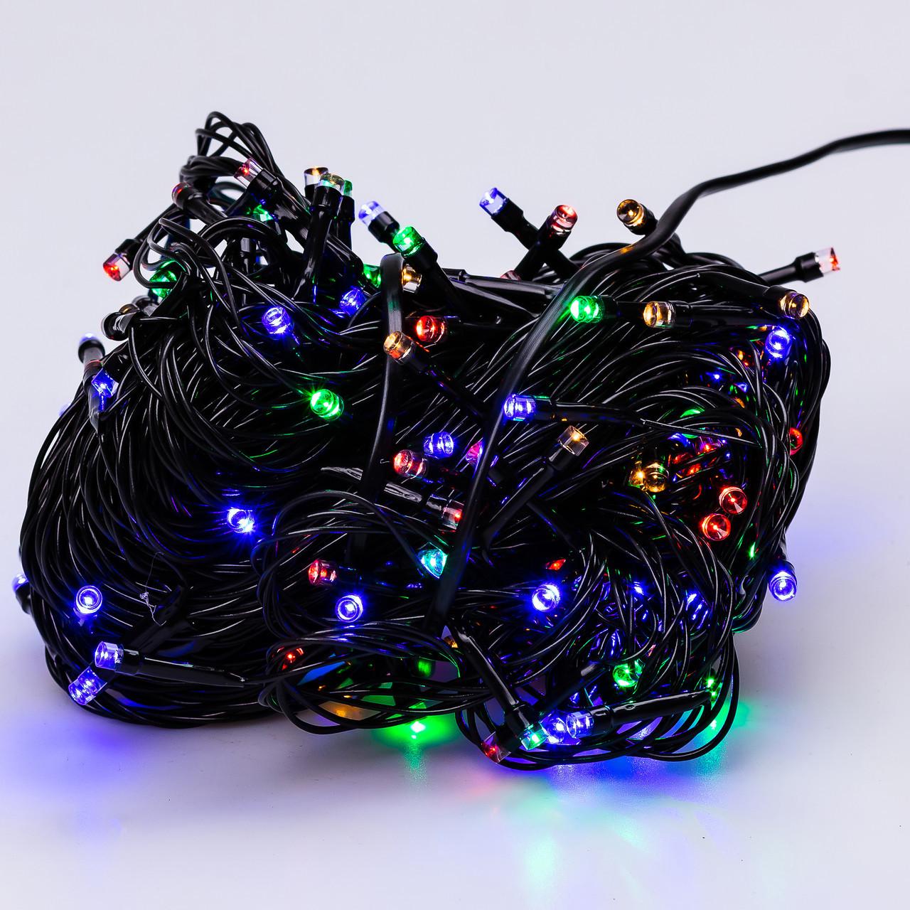 Гирлянда-нить на 400 LED лампочек светодиодная черный провод 8 режимов работы 16 м