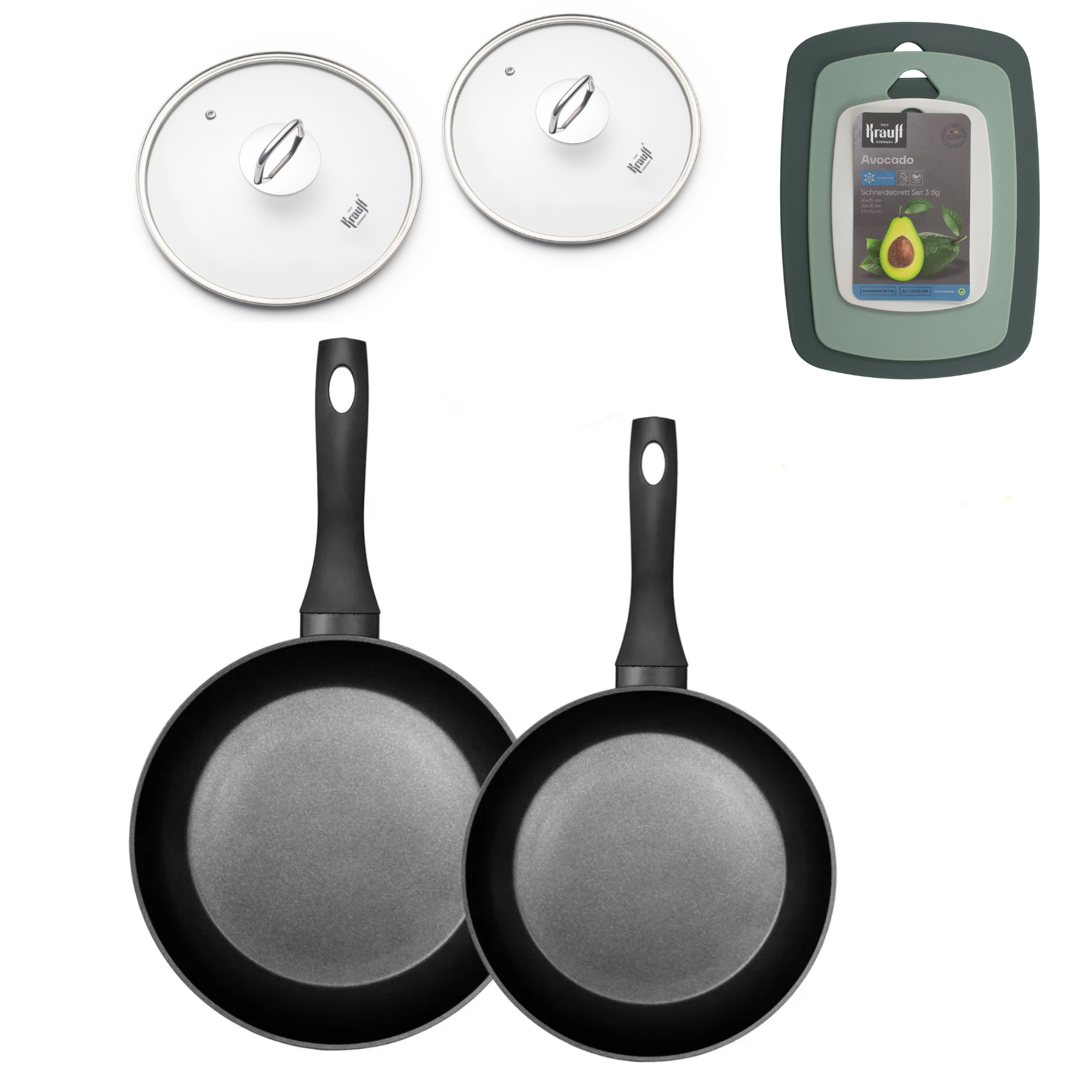 Набор сковородок с крышками Krauff Berlin 24/28 см и кухонными досками (28266)