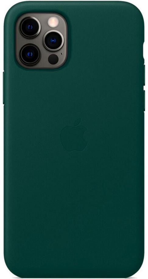 Кожанный чехол-накладка Apple Leather Case with MagSafe for iPhone 12 Pro Max, Forest Green (HC)