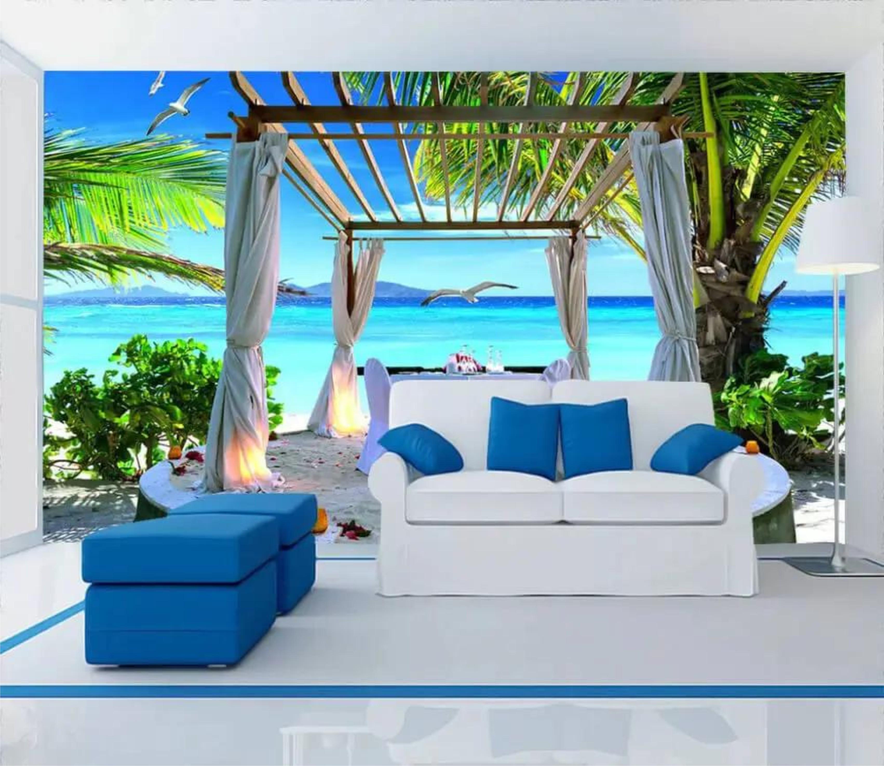 Фотообои Беседка на пляже Разноцветный (000423)