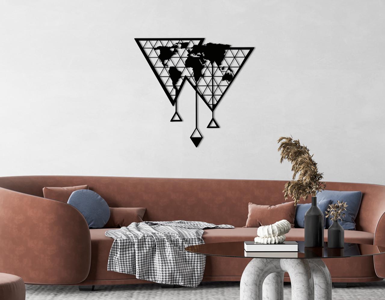 Панно на стену из дерева декоративное Upwood Decor World 2 35x38,5 см Black (1558150842)