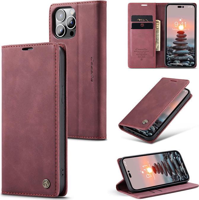 Чехол книжка с магнитом iPhone 14 Pro CaseMe Wine (30319-42)