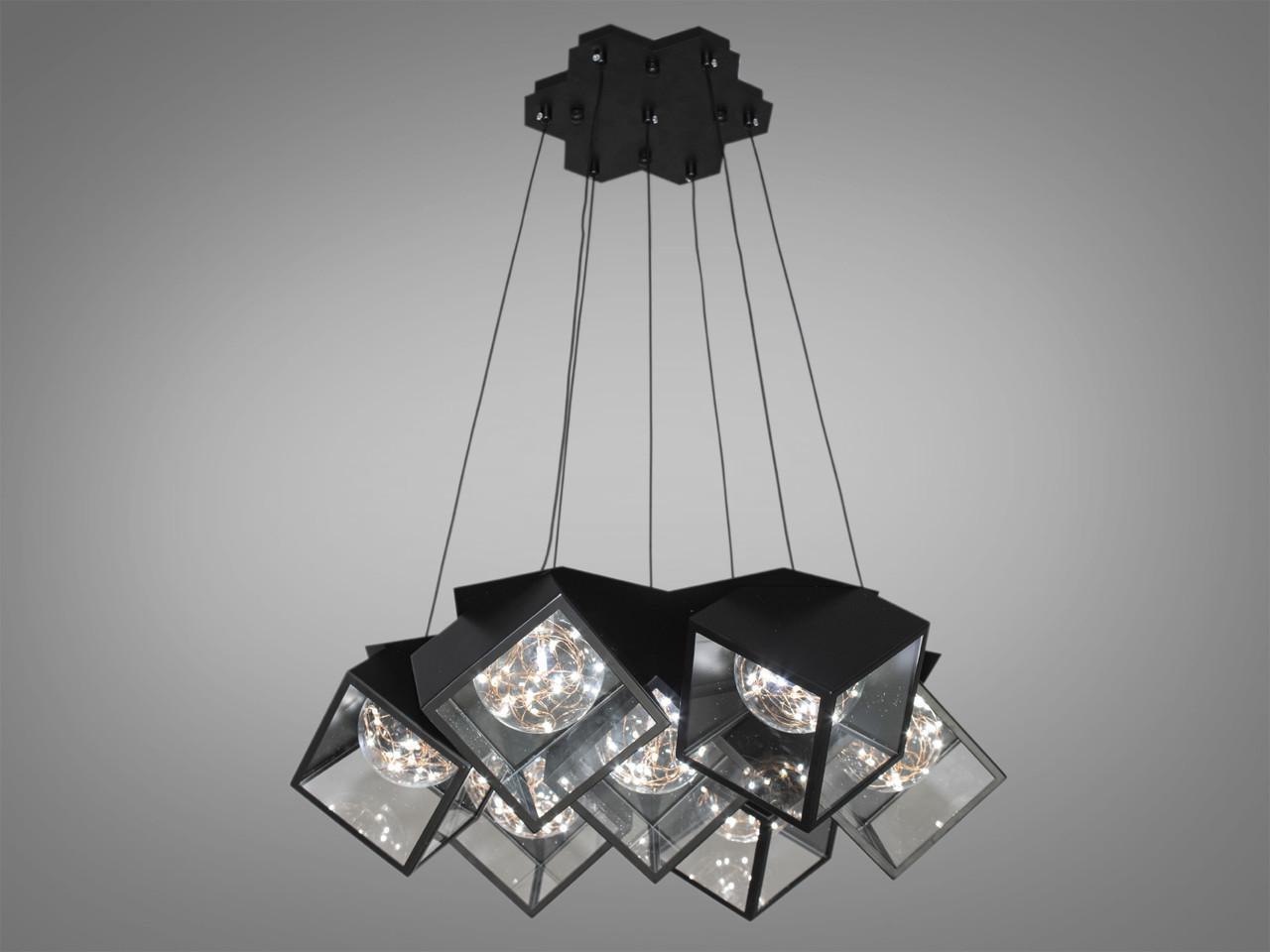 Люстра светодиодная EcoLed Loft с тонированным стеклом Черный (6188-7)