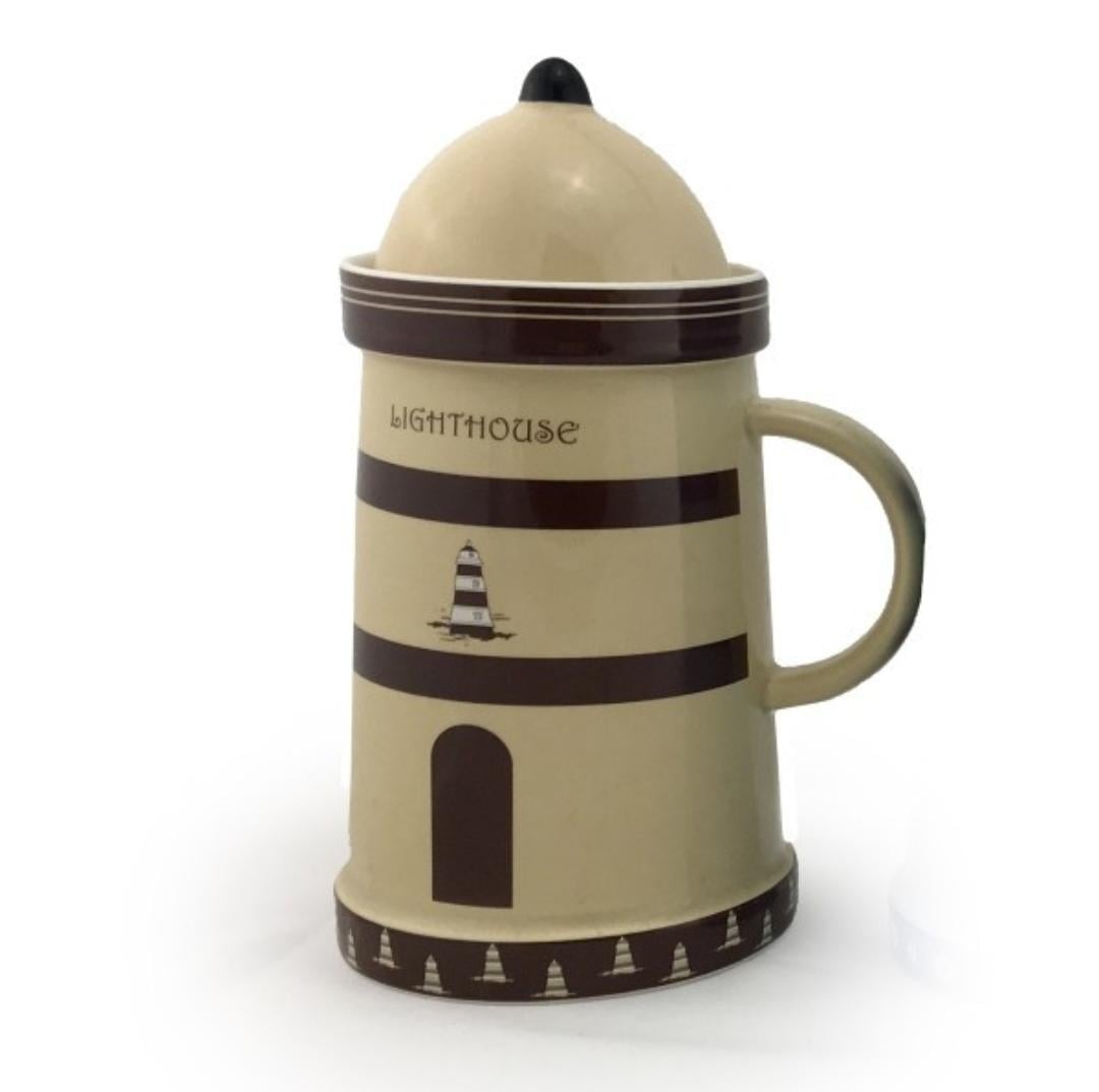 Чашка Замок с крышкой 400 мл Бежевый (23877143)