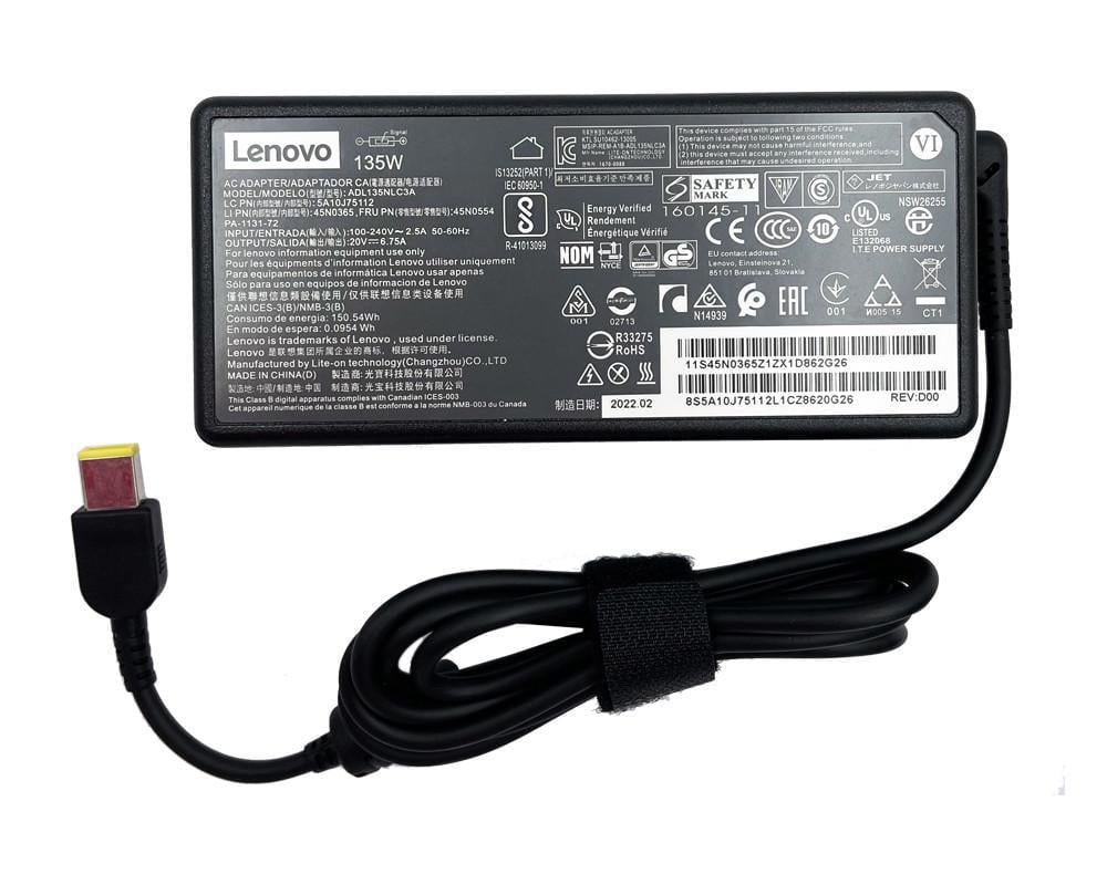 Зарядное устройство для ноутбука Lenovo 20V 6,75A 135W USB Square pin Slim (ADL135NDC3A)