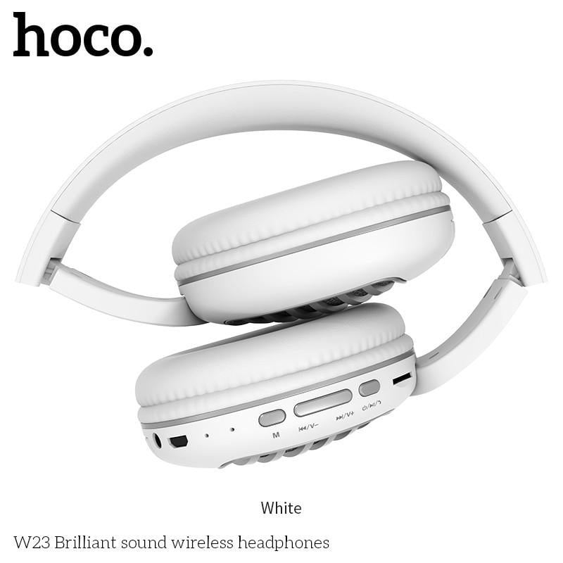 Навушники бездротові Hoco Bluetooth накладні з мікрофоном радіо та картою пам'яті Білий (W23) - фото 3
