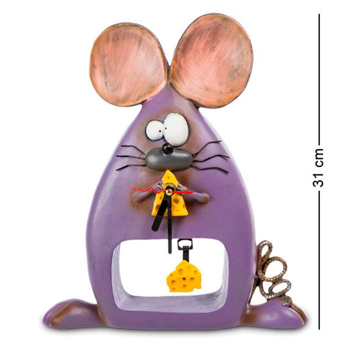 Часы настенные World of Stratford 1903135 Мышка с сыром 31 см