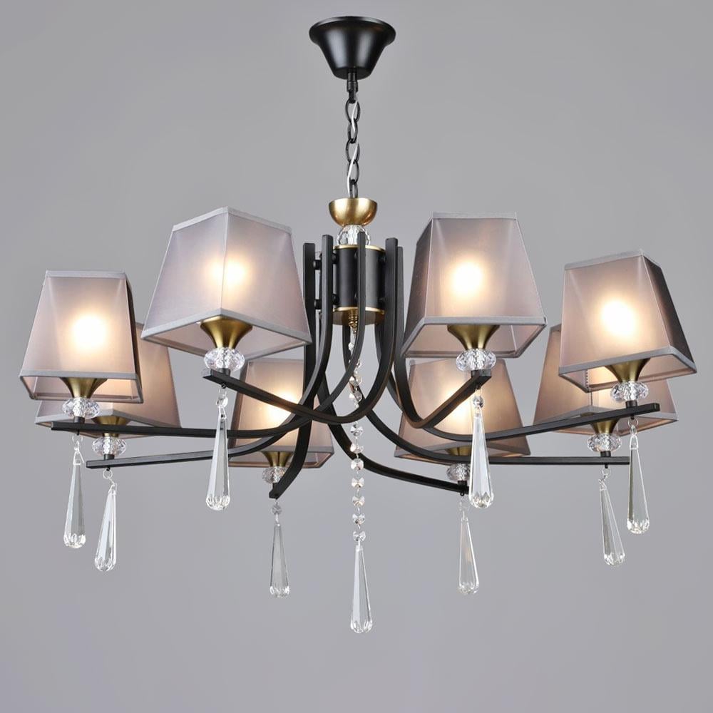 Люстра підвісна з абажуром Light House SRS-19779/8 BK/COP Чорний/Золотий