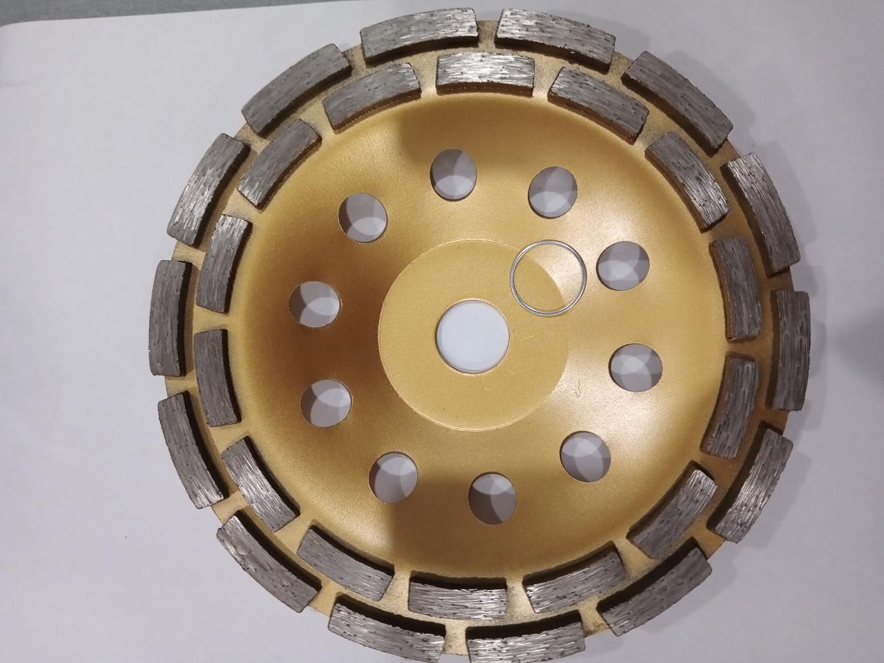 Чашка алмазная шлифовальная двухрядный сегмент по бетону 180x22,23 мм