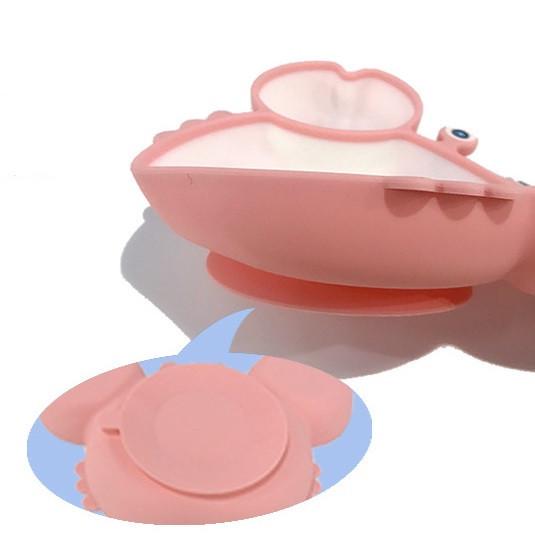 Тарілка дитяча силіконова Краб на присосці 3 секції 15х23 см Рожевий (6880) - фото 2 Тарілка дитяча силіконова Краб на присосці 3 секції 15х23 см Рожевий (6880) - фото 2