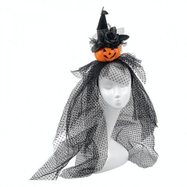 Декор на Хэллоуин Seta Обруч Тыква ультра ведьмочка с фатой (19-968BLK-OR)