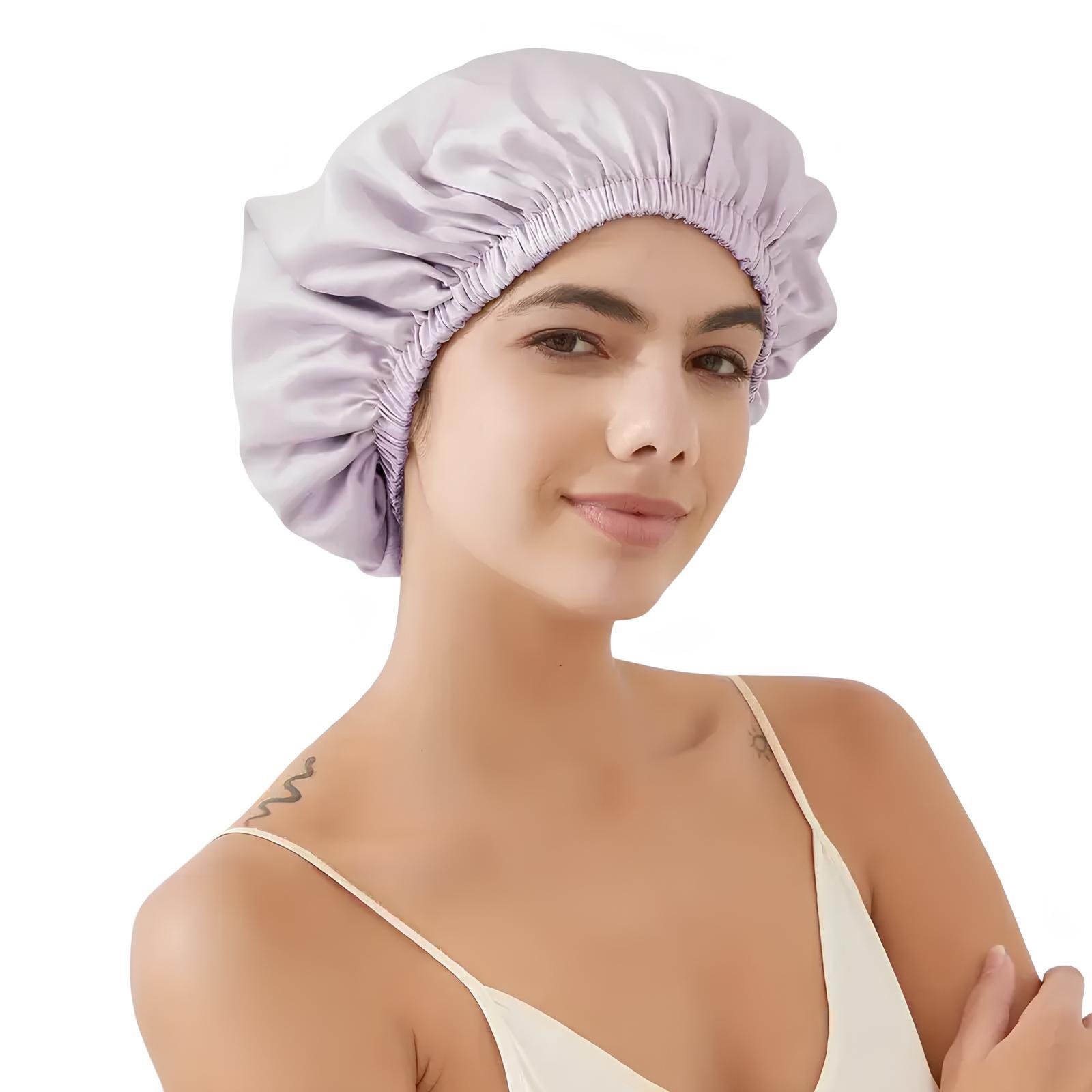 Шапочка двойная шелковая для сна с регулируемой резинкой Лавандовый (8877884)
