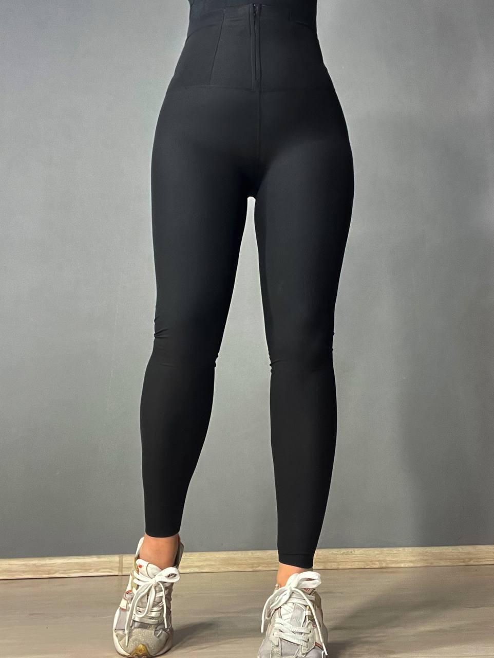 Лосины женские Kenalin D3 с корсетным поясом на молнии L Черный