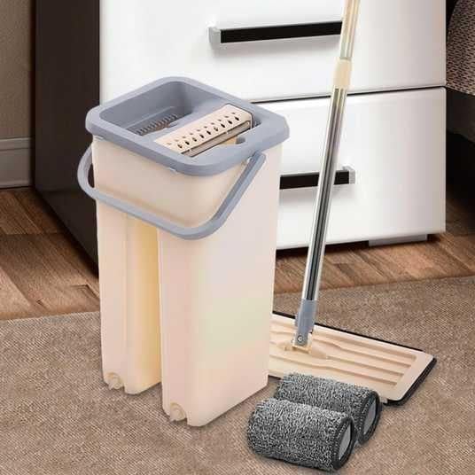 Швабра телескопическая с ведром и самоотжимом Scratch Cleaning Mop на 5 л Бежевый - фото 8