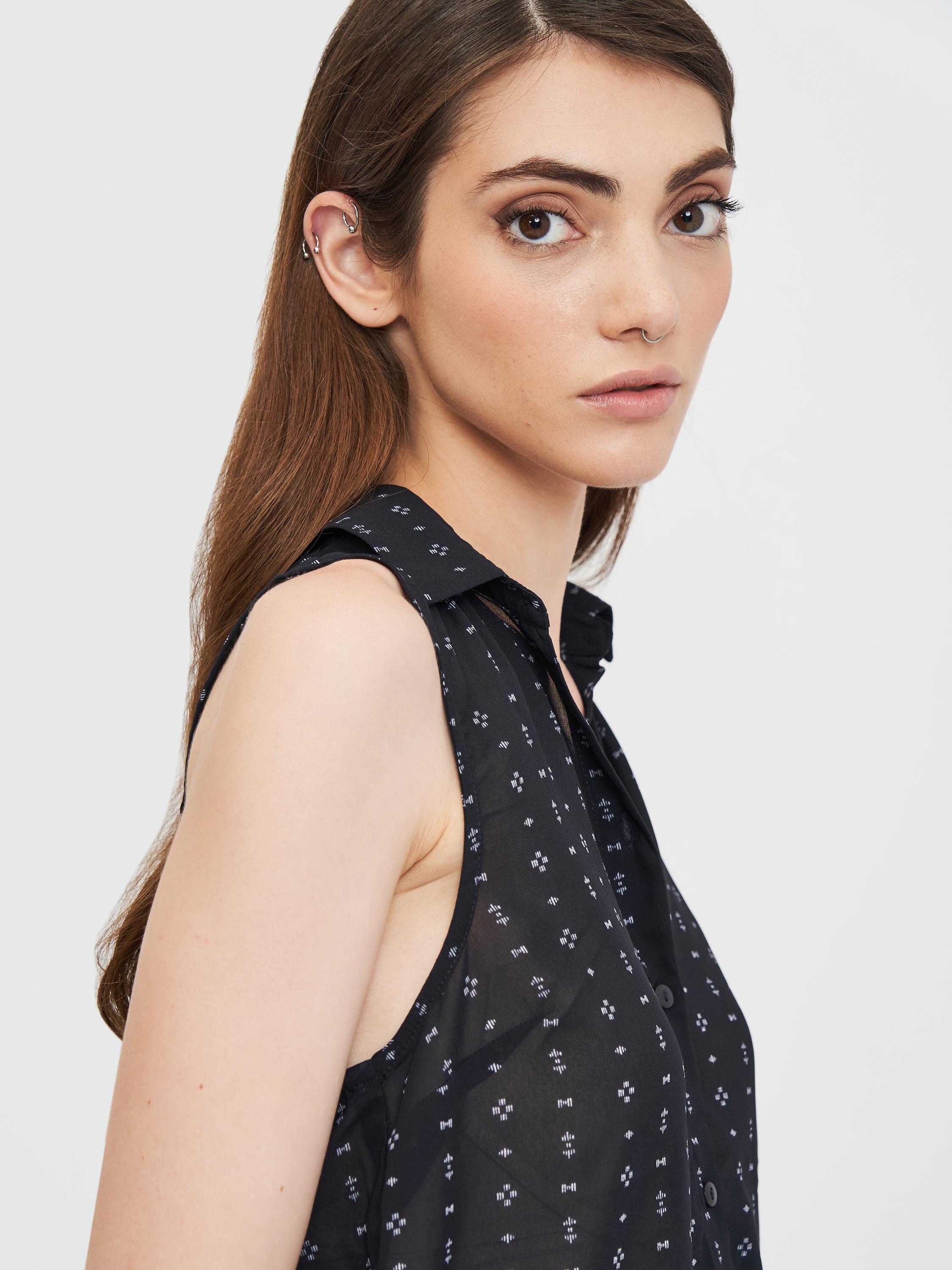 Блуза без рукава р. 34 Черный (7519960log) - фото 4