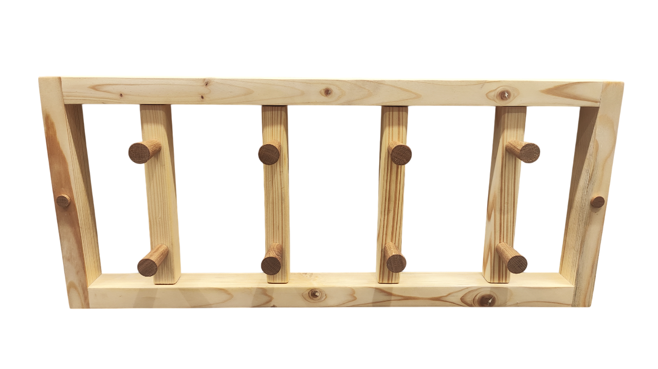 Вешалка для одежды деревянная с крючками ручной работы 70х30х10 см (25183346)