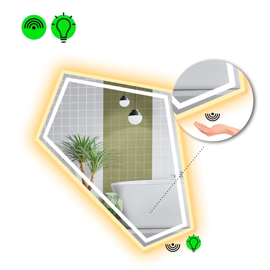 Зеркало с LED подсветкой Modulo 4 с ИК включателем 80x68 см (8775833) Зеркало с LED подсветкой Modulo 4 с ИК включателем 80x68 см (8775833)