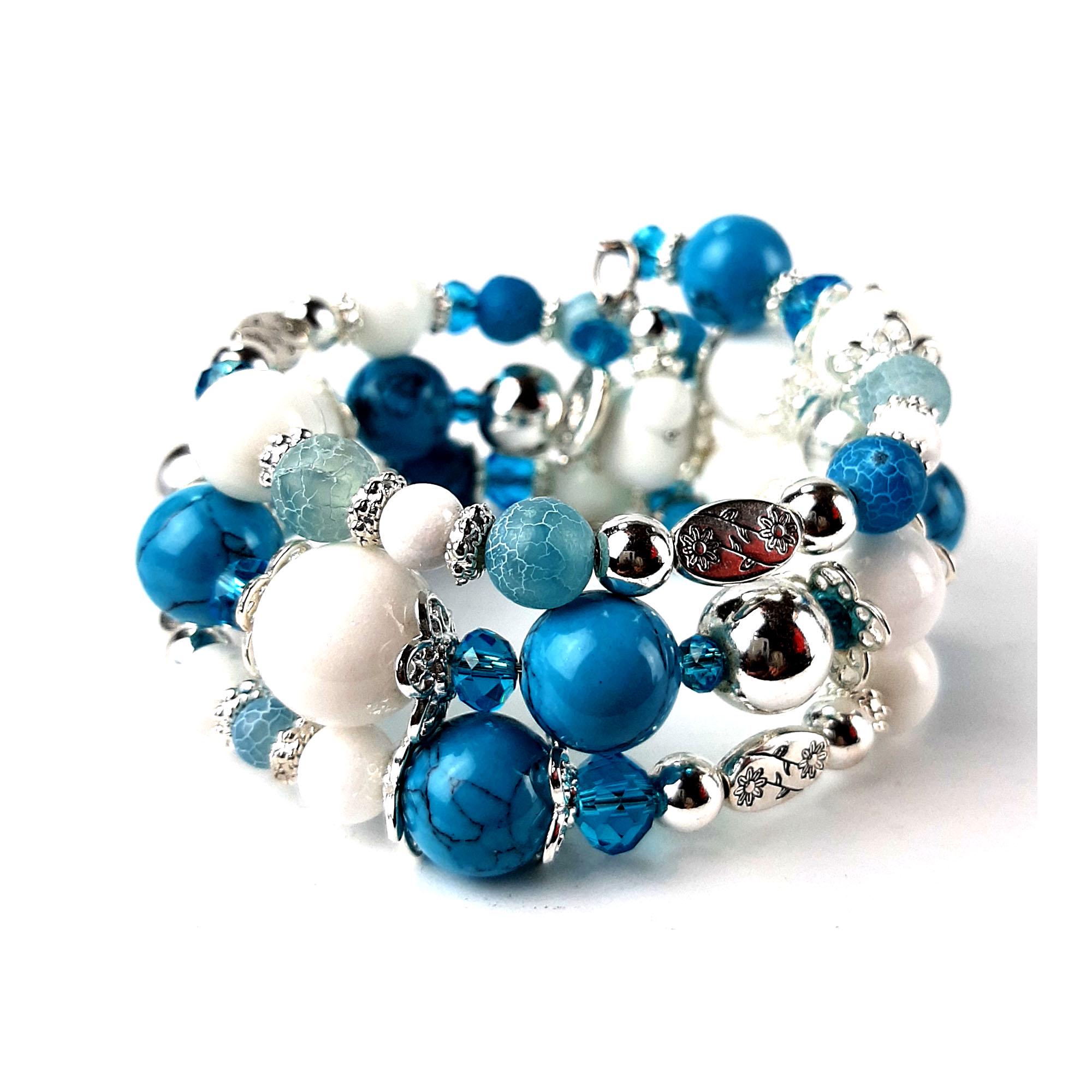 Браслет DARSANA Жасмін з натурального каміння агат/гематит/бірюза/(DRSU005555)