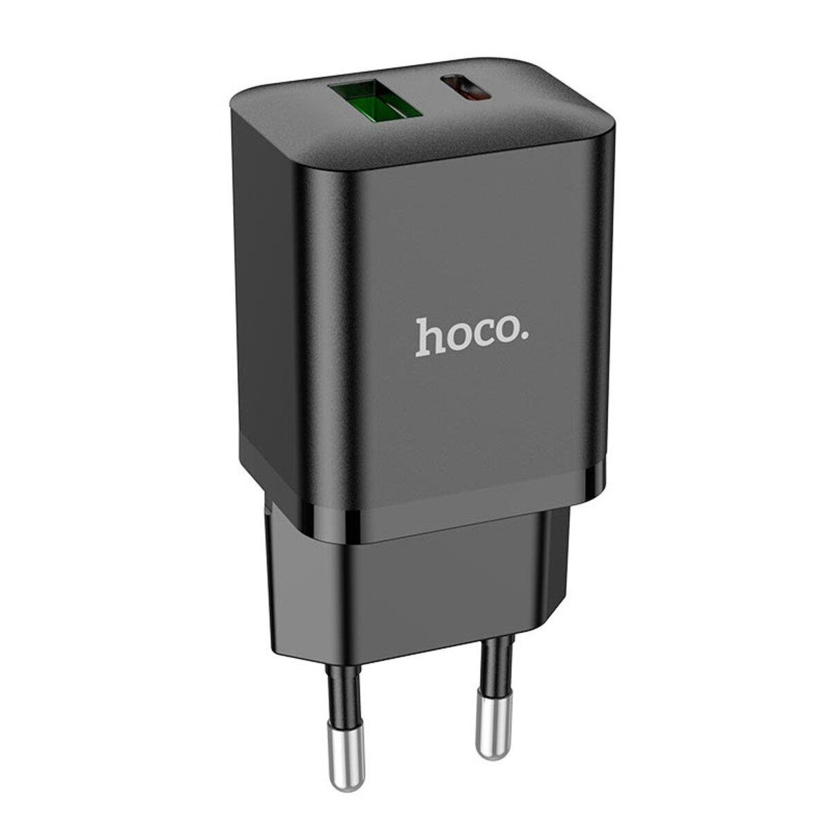 Зарядное устройство Hoco N28 Founder PD20W/QC3.0 charger 1xUSB 1xType-C 3A Black (6931474783509)