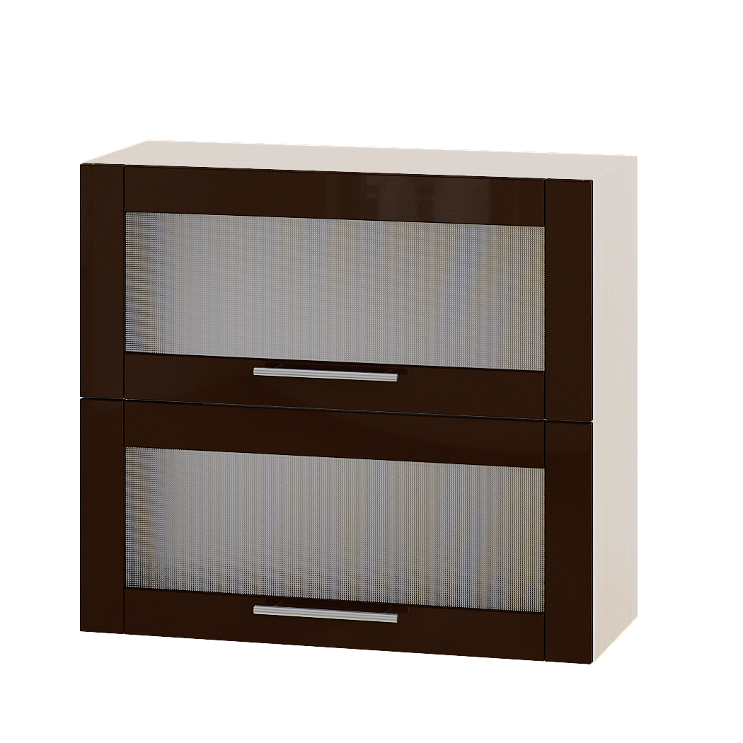 Шкаф верхний Эверест Модерн модуль Верх витрина ВВ14-800 80х30х72 см Шоколад глянец/Дуб Молочный (05019)