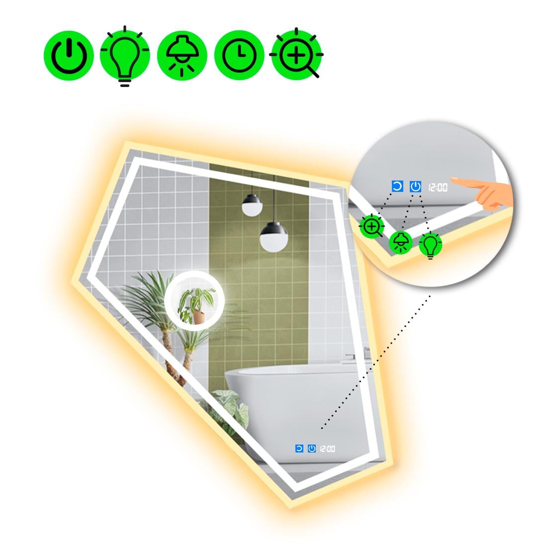 Зеркало LED подсветкой Modulo 4 с двумя сенсорами и линзой с подсветкой 120x100 см (8776651) Зеркало LED подсветкой Modulo 4 с двумя сенсорами и линзой с подсветкой 120x100 см (8776651)