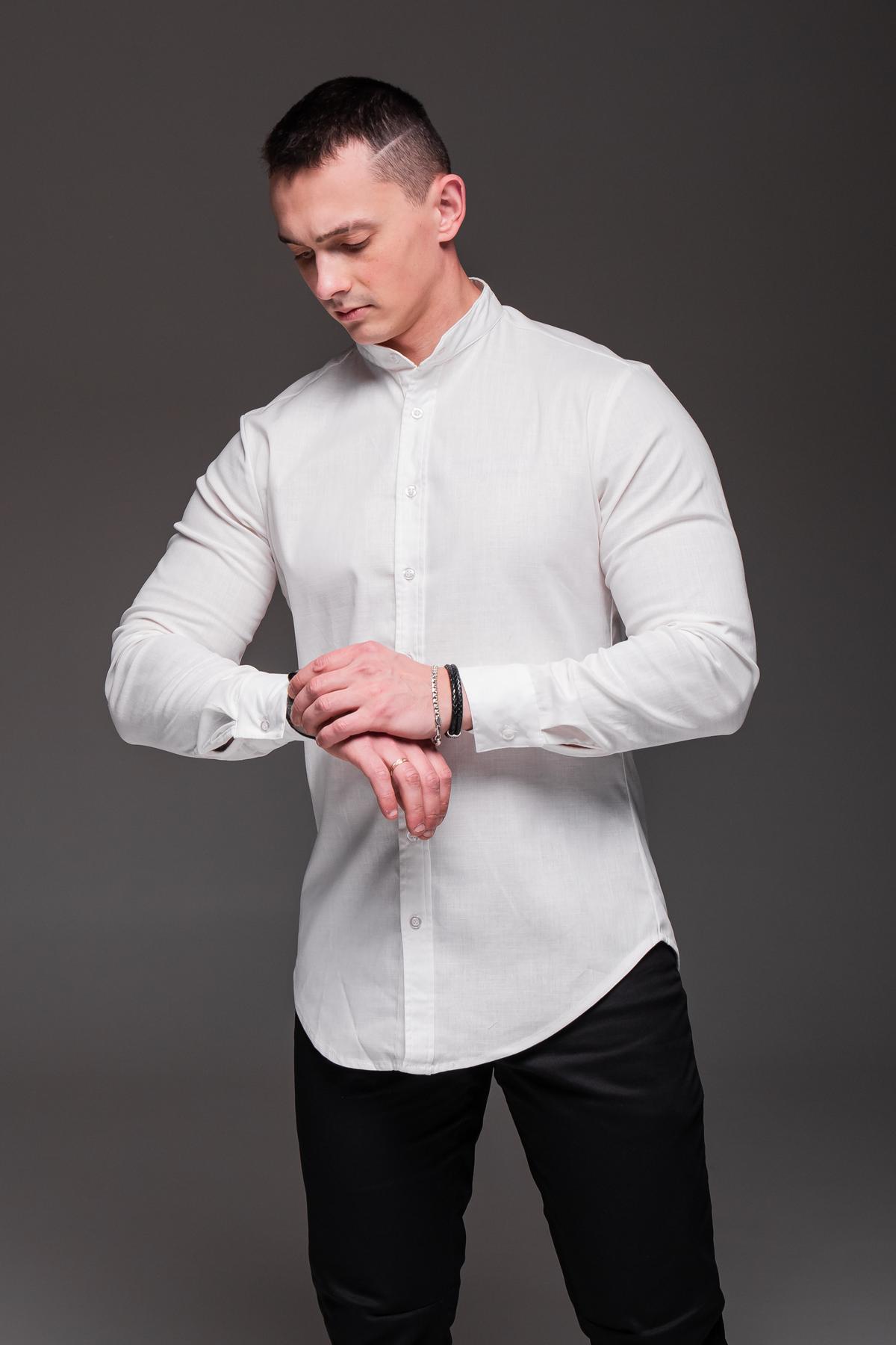 Рубашка мужская льняная с длинным рукавом M Белый (24771/2/2) - фото 3 Рубашка мужская льняная с длинным рукавом M Белый (24771/2/2) - фото 3