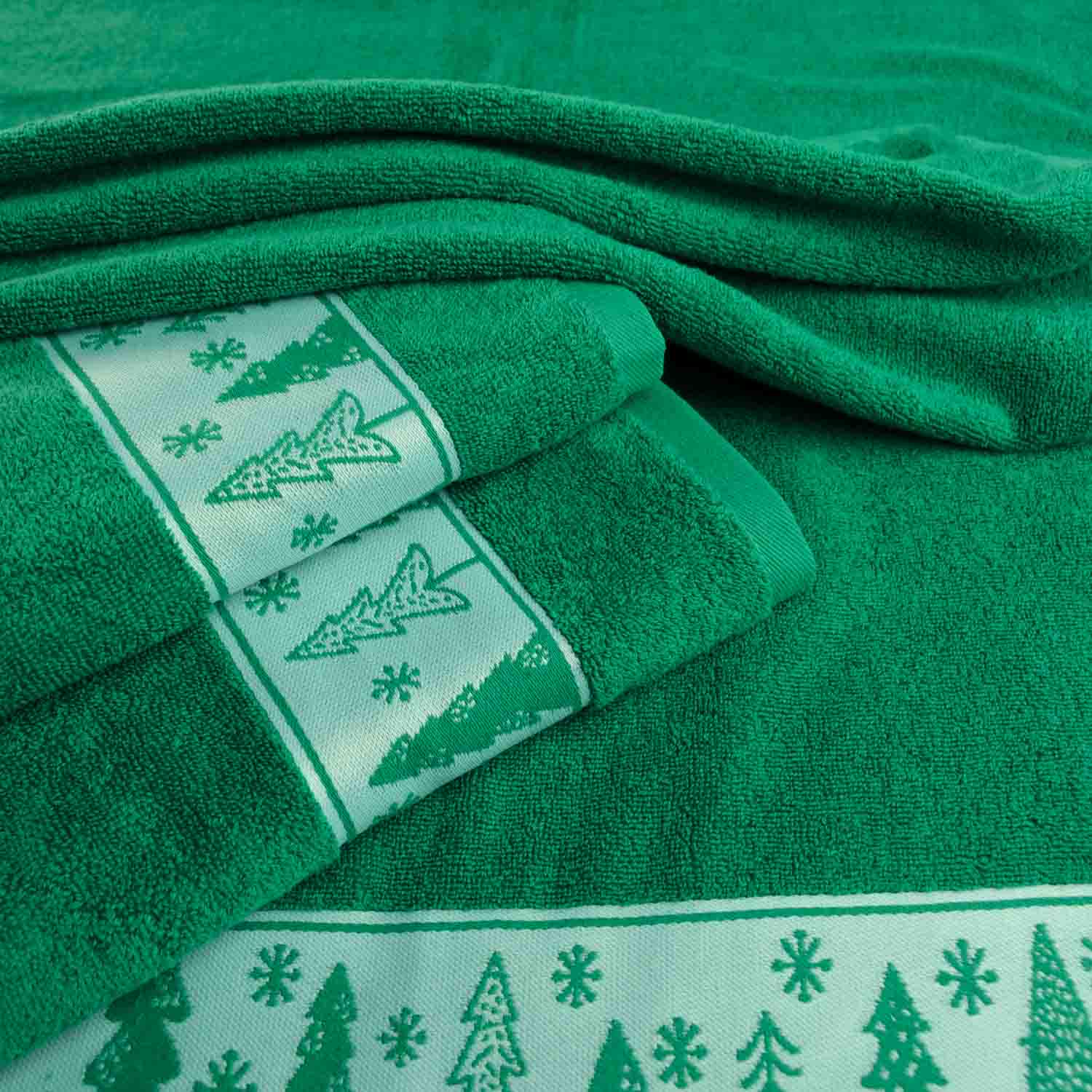 Полотенце махровое GM Textile Merry Christmas Елки 40х70 см Зеленый (500-70-mk-e-green) - фото 4