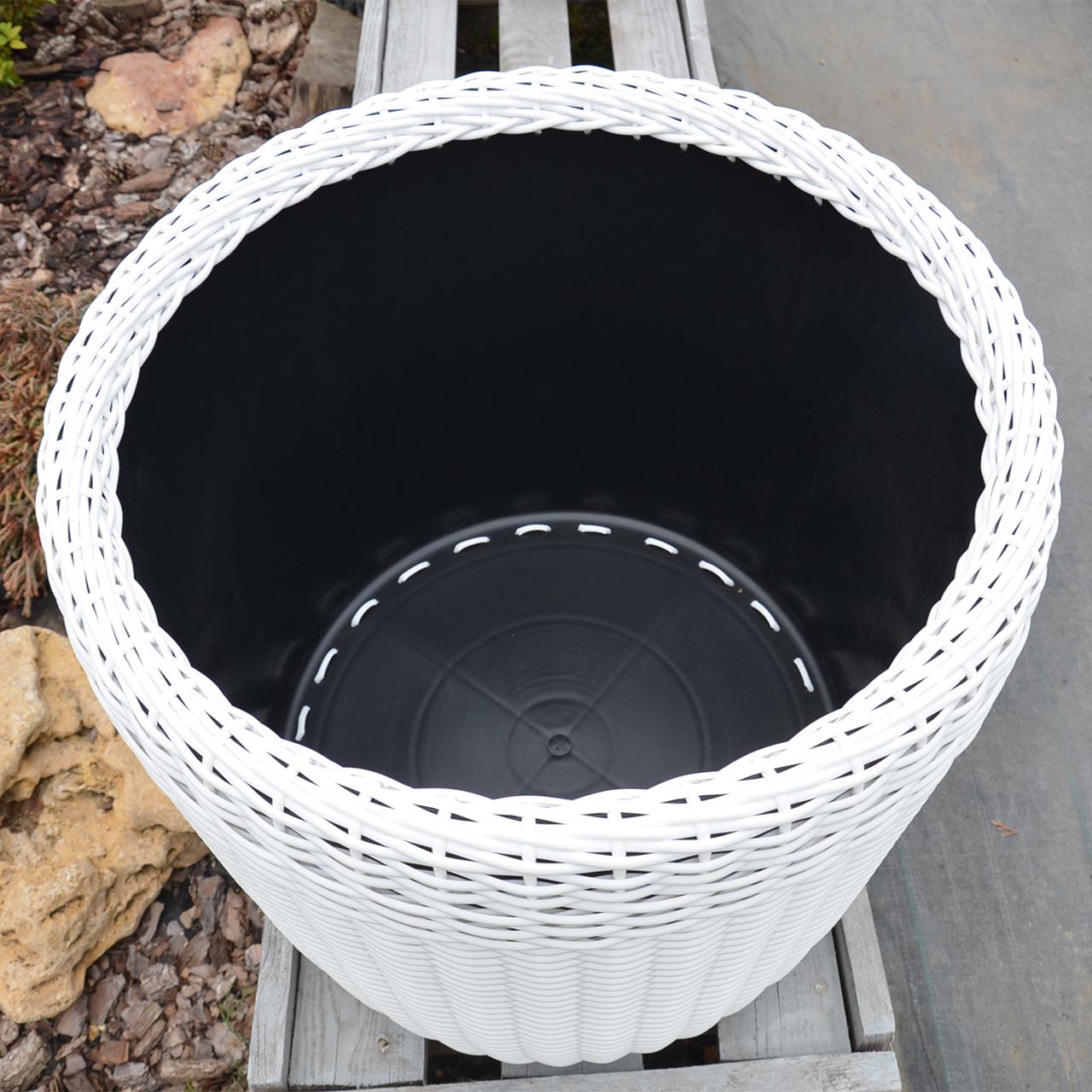 Кашпо велике для рослин та квітів з штучного ротангу/ручної роботи 90 л Білий - фото 6 Кашпо велике для рослин та квітів з штучного ротангу/ручної роботи 90 л Білий - фото 6