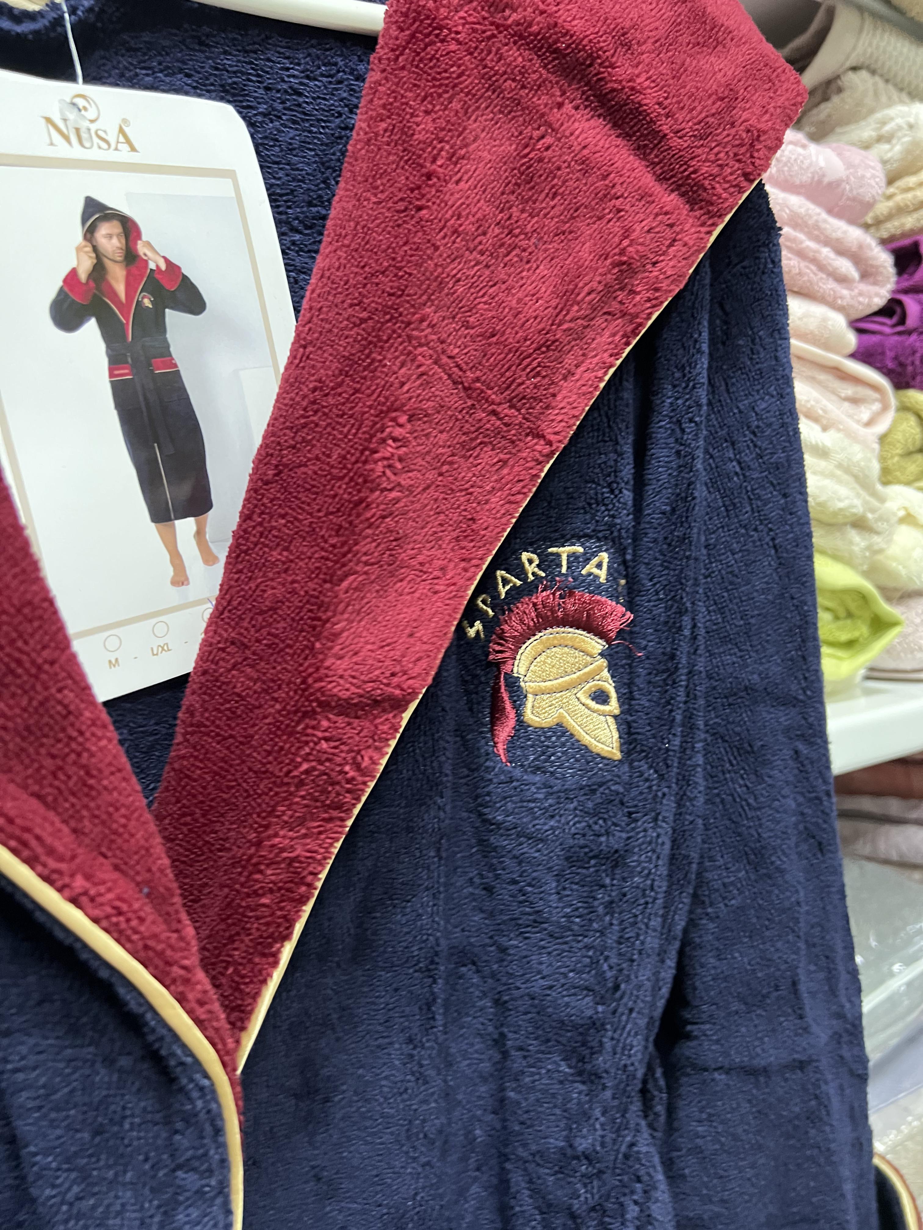 Халат мужской Nusa велюровый бамбук/хлопок 2XL Темно-синий (2711630302) - фото 3