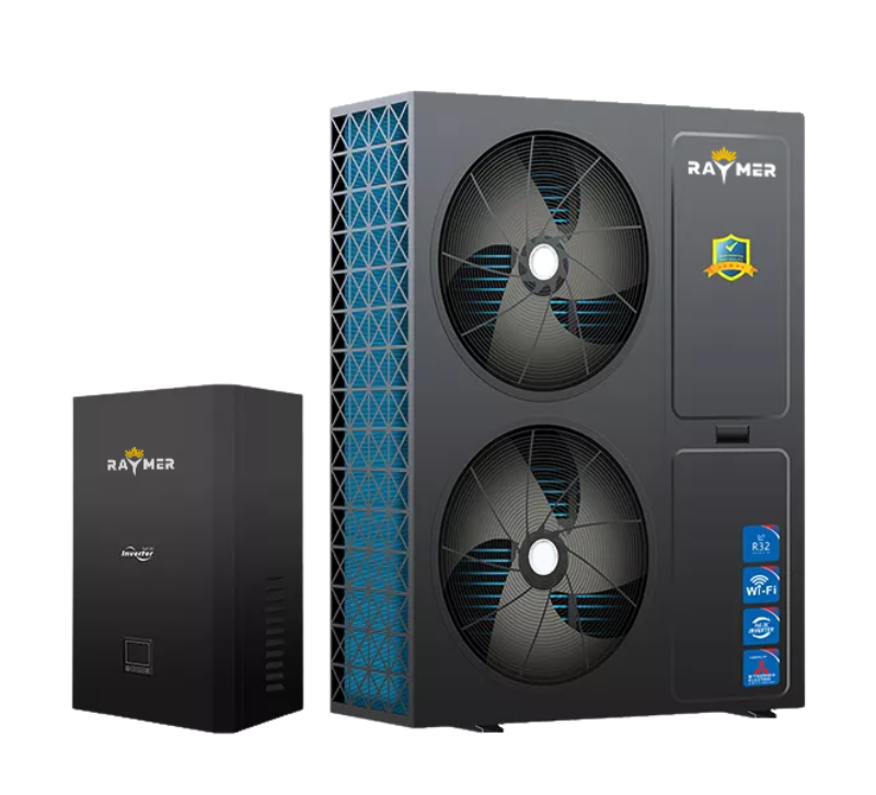Тепловой насос воздух-вода Raymer RAY-36DS2-EVI на 38 кВт инвертор до -30°C сплит-система до 700 м2 380V