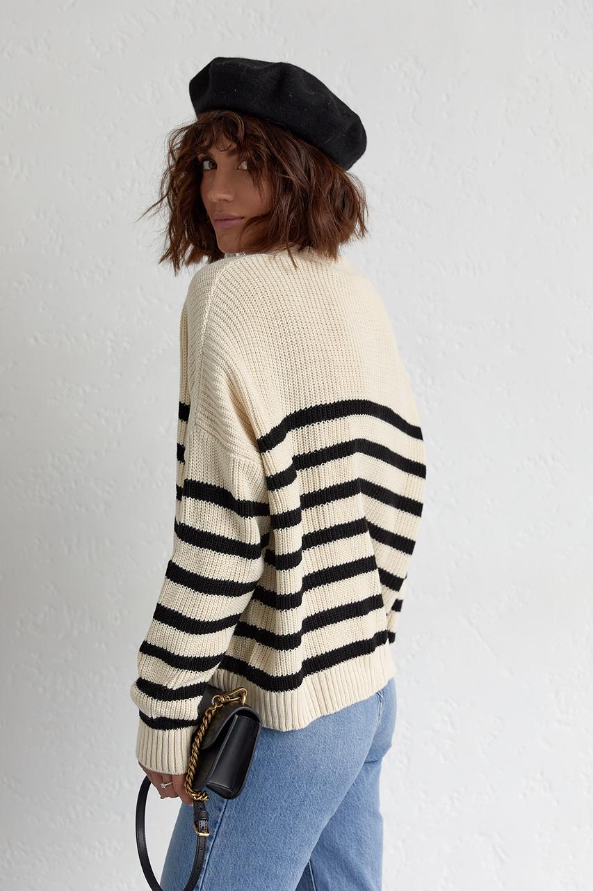 Кардиган вязаный оверсайз M Бежевый (11352432) - фото 2 Кардиган вязаный оверсайз M Бежевый (11352432) - фото 2