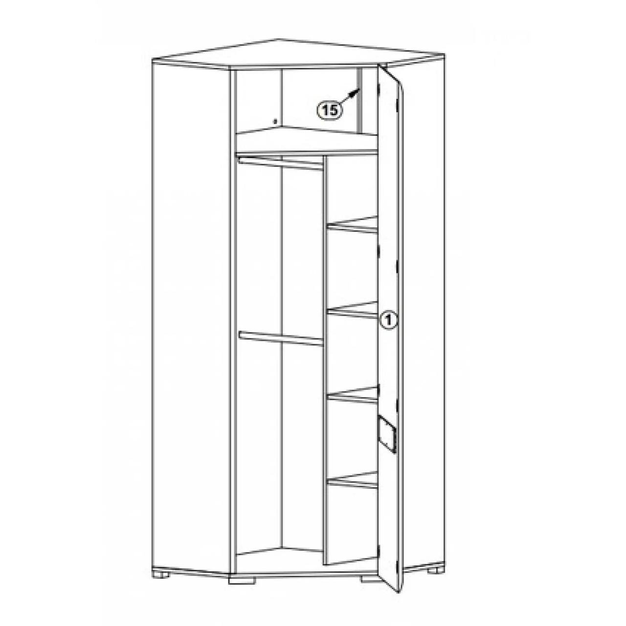 Шафа кутова ВМК Ацтека SZFN1D/21/10 Білий/Білий глянець (GRB-1651) - фото 2 Шафа кутова ВМК Ацтека SZFN1D/21/10 Білий/Білий глянець (GRB-1651) - фото 2