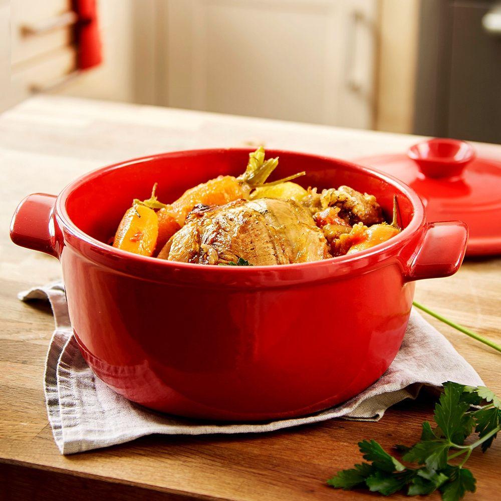 Кастрюля с крышкой керамическая Emile Henry Cookware 5,3 л Красный (344553) - фото 5