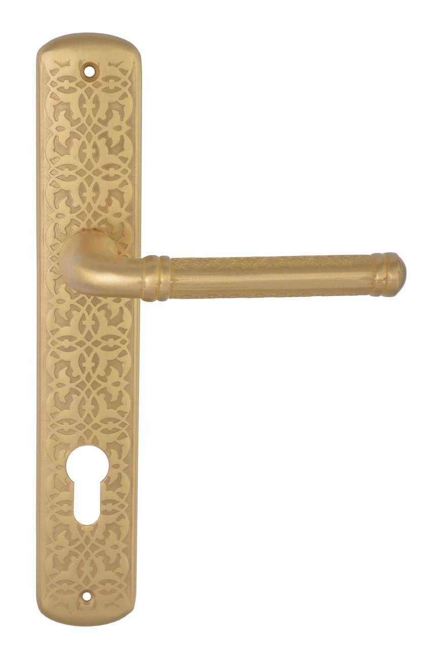 Ручка на планке под цилиндр 85 мм Doganlar TOPKAPI Латунь матовая (D4-SB)