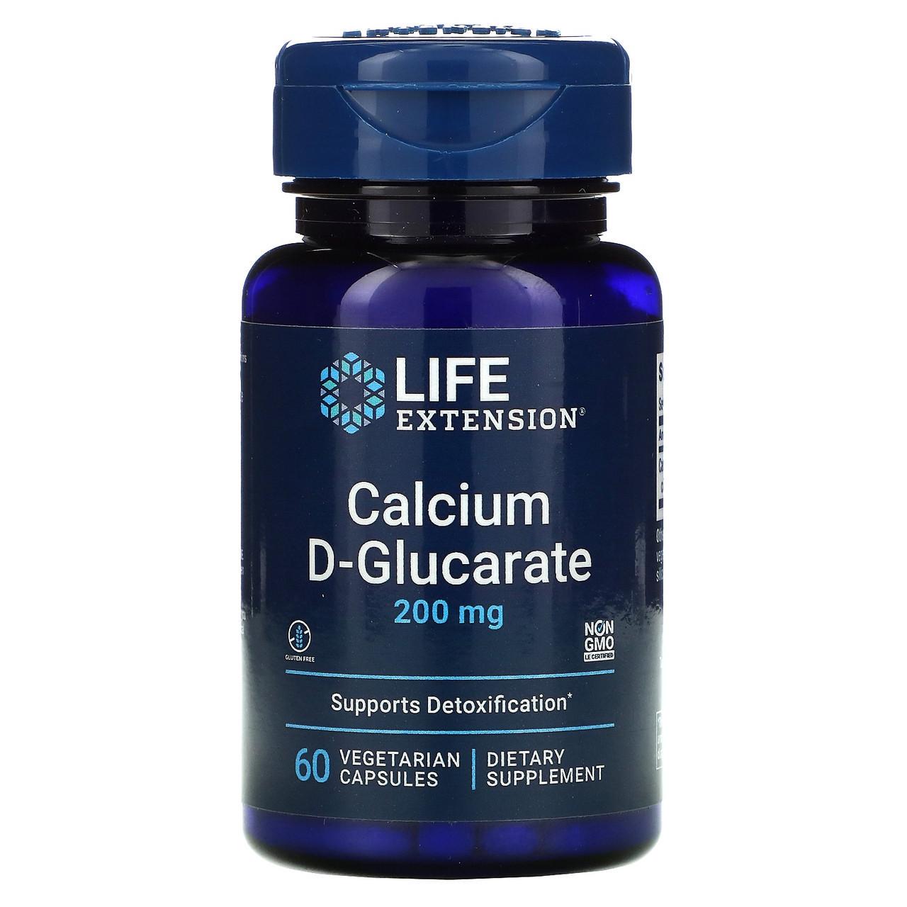 Кальций D-глюкарат Life Extension Calcium D-Glucarate 200 мг для здоровья печени 60 растительных капс.